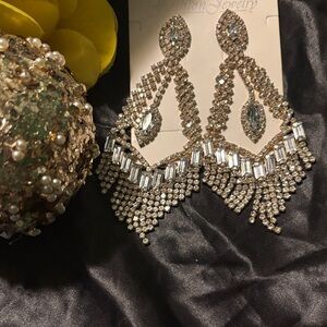 Elegant Silver Crystal Chandelier Earrings